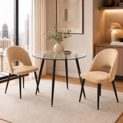 Pack 2 Sillas Comedor Oval Linen Beige