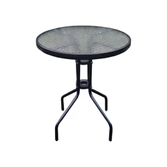 Mesa de terraza de vidrio y acero 70x60cm Negro