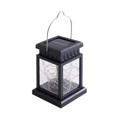 Farol Solar Lámpara con Guirnalda LED Negro