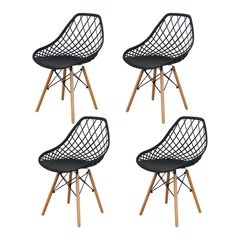 Pack 4 Silla comedor Eames Enrejada Negro