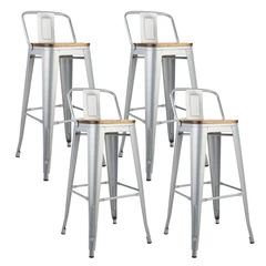 Pack 4 Pisos De Bar Tolix Asiento De madera
