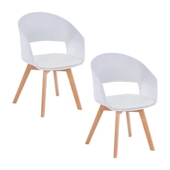 Pack 2 Sillas Comedor con Cojín Blanco