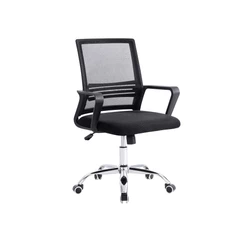 Silla de Oficina de Malla con Reposa Brazos Negro