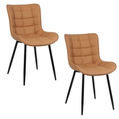 Pack 2 Sillas de Comedor Pu Camel Patas Metálicas
