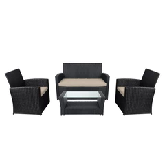 Set Terraza 4 Piezas Sorrento Mesa + Sillon Negro