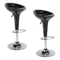 Pack 2 - Piso Bar Regulable Taburete Estilo Retro - Negro