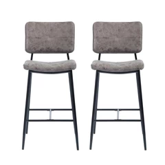 Pack 2 Piso Bar con Espaldar Acolchado Alto Gris