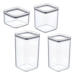Set 4 Contenedores Hermeticos Square Transparentes