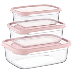 Set 3 Pzs Cont Alimentos Rectangular Embox Rosado