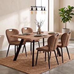 Comedor Presto Mesa 75x80x140 cm 4 Sillas Café