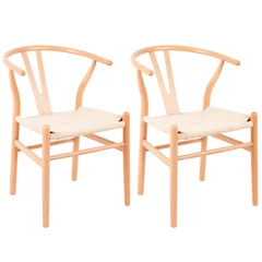 Pack 2 Sillas Comedor  Wishbone Madera Natural