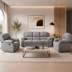 Juego de Living Sofa 3 Cuerpos + 2 Sofás Reclinables Sevilla Gris