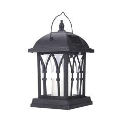 Farol Solar Rejilla Lámpara Vela LED Jardín Negro