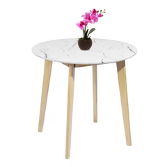 Mesa de Comedor Redonda con Patas de Pino Blanco