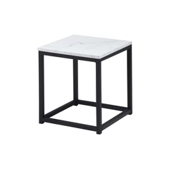 Mesa Lateral Cuadrada Base de Metal Emporio Blanco