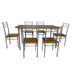 Juego de comedor 6P Capri Silver 74x80x140 cm