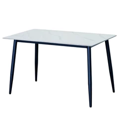 Mesa Comedor Estilo Marmol Blanco 73x121x72 cm MDF y Acero