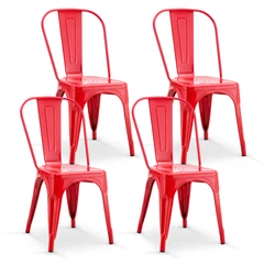 Pack De 4 Silla Metal Tolix Rojo