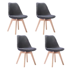 Pack 4 Silla de Comedor Tulip de Tela con Cojín Gris