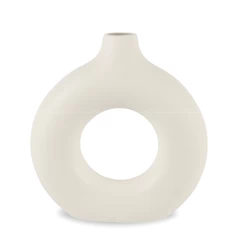 Florero Redondo Cerámica Blanco 20 cm