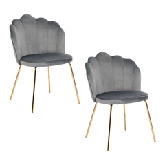 Pack 2 Sillas de Comedor de Terciopelo Gris