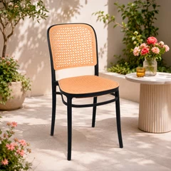 Silla de Comedor y Terraza Plástica Cairo Negra/Beige Grande