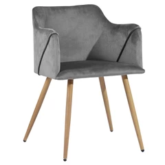 Silla Comedor Sitial Terciopelo Apoyabrazos - Gris