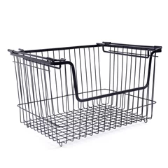 Canasto Organizador Metal Apilable Negro