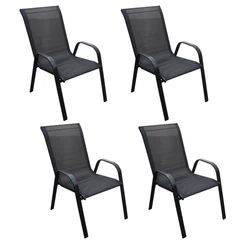 Pack 4 Sillas de Terraza de Textileno y Acero Negro