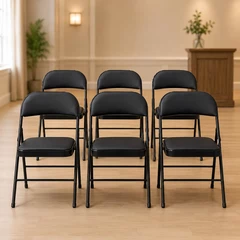 Pack  6 Silla Plegable Acolchada Negra Fold