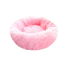 Cama Mascotas Antiestres Circular Felpa S Rosado