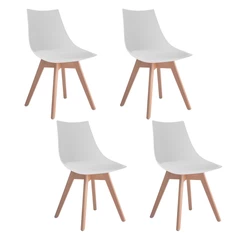 Pack 4 Silla Comedor con Patas de Madera Blanco