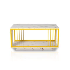 Mesa de Centro Dos Niveles Rectangular Blanca