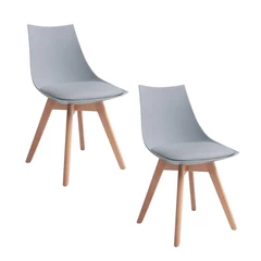 Pack 2 Silla de Comedor con Patas de Madera Gris