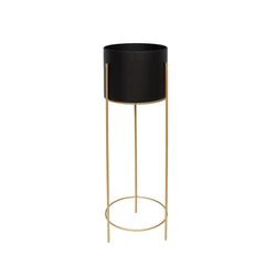 Macetero con Pedestal Redondo Grande Negro