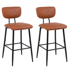 Pack 2 Pisos de Bar o Cocina Mid-Century con Respaldo Marrón