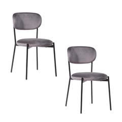 Pack de 2 Sillas Acolchadas con Tapiz de Tela Gris