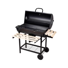 Parrilla A Carbón Con Tapa Y Ruedas Deluxe Negro