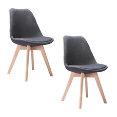Pack 2 Silla Comedor Tulip de Tela con Cojín Gris