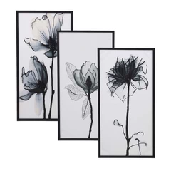 Set 3 Cuadros Decorativo Flores 40x80 cm c/u