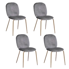 Pack de 4 Sillas de Comedor de Terciopelo Gris