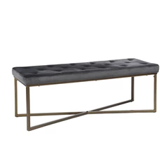 Banqueta Ottoman Pouf de Terciopelo Adana Gris