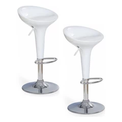 Pack 2 - Piso Bar Regulable Taburete Estilo Retro - Blanco