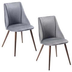 Pack 2 Silla de Comedor Sitial Terciopelo Gris