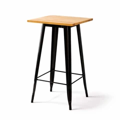 Mesa Tolix Madera Alta Bar 60 x 60 cm