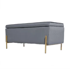 Banqueta Baúl de Terciopelo Tudor Gris