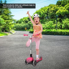 Scooter Infantil Go Fun Plegable Ruedas Luces Rosa