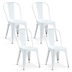 Pack De 4 Silla Metal Tolix Blanco