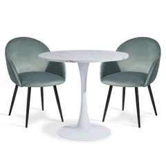 Comedor 2P Marmol 80X75 + Sillas Chiozza Verde