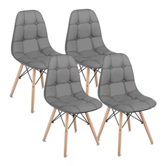 Pack 4 Sillas Eames Acolchada PU Gris